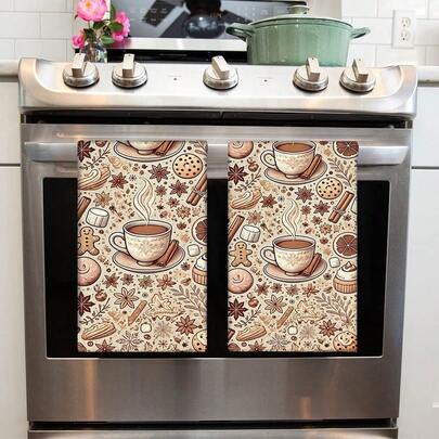 Bộ 2 khăn lau bếp họa tiết cà phê, khăn trang trí ngày lễ, chất liệu pha polyester siêu mềm, kiểu dáng hiện đại, thích hợp để trang trí ngày lễ, trang trí nhà bếp, trang trí bàn ăn, những chiếc khăn đẹp, quà tặng ngày lễ, bộ nhiều món.