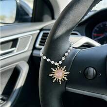 1pc Pearl Sun Decor Car Steering Wheel Chain, Creative Steering Wheel Pendant Car Interior Accessory - Pearl Sun - View 2