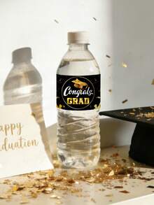 8/16张 2026毕业季水瓶贴纸，毕业派对水瓶贴纸，黑金/白金主题纸质贴纸，21*5厘米，适用于毕业定制贴纸、毕业派对贴纸、高中/大学毕业派对、毕业庆祝活动、祝贺毕业派对用品 - 查看 3