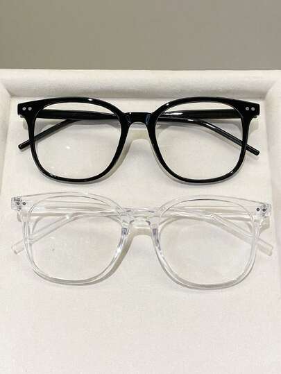 1pc/2pcs Square Frame Fashionable Minimalist Decorative Computer Glasses