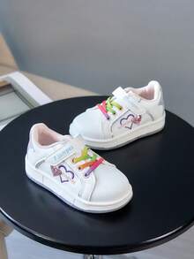 1 Pair Beautiful Lightweight Comfortable Kids' Sports Shoes, Fashion Design Suitable For Indoor, Outdoor And School Wear - White - View 3