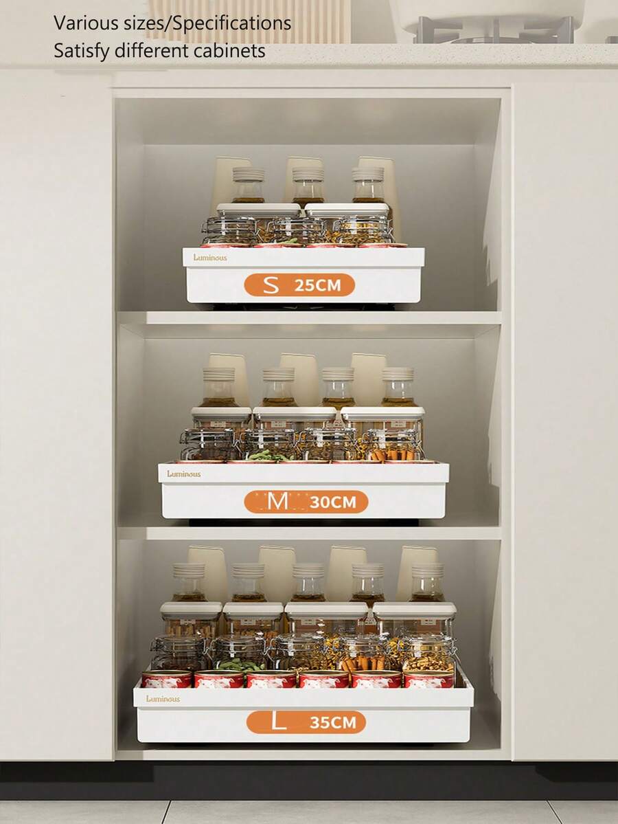 1pc Expandable Storage Rack, Cabinet Pull-Out Basket, Sink Drawer Bowl Basket, Kitchen Freestanding Organizer Rack, Extendable Drawer, Adjustable Kitchen Pantry Pull-Out Drawer Organizer - View 1