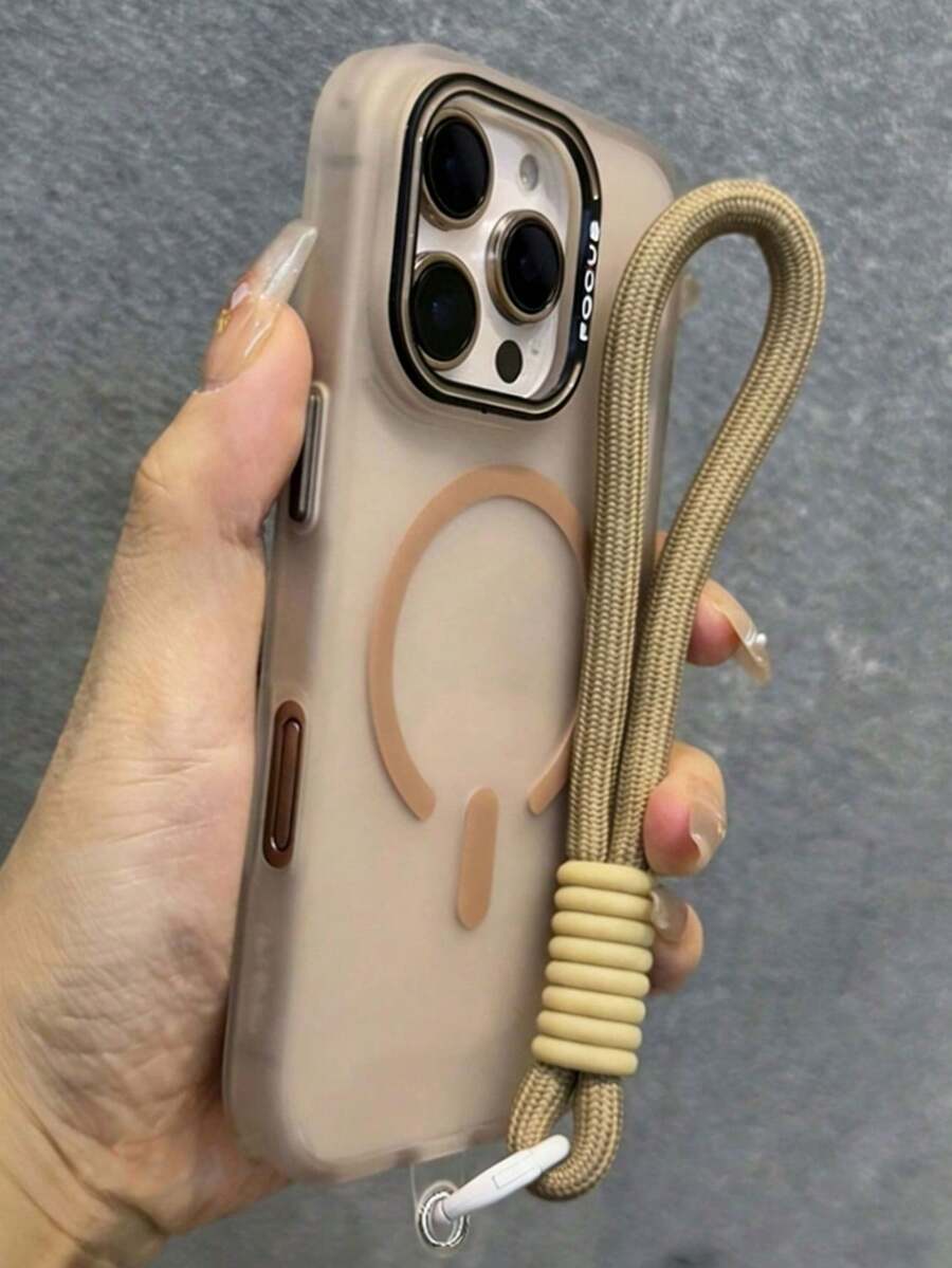 奢华哑光磁吸无线充电腕带手机壳，兼容 17 Pro Max、17 Pro、17、16、15、14、13、12 Pro Max 和 11，可爱半透明防震保护套 - 沙漠金 - 查看 1