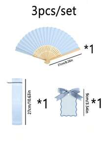 3/18/36件套蓝色系列婚礼礼品扇套装，女士折叠扇，绿色领结扇，透明束口袋，婚礼派对装饰，适合作为新娘礼物、派对礼物、生日礼物、伴娘拍照道具、夏季扇子、活动及派对用品，多包装派对礼品袋，1件装 - 多色 - 查看 9