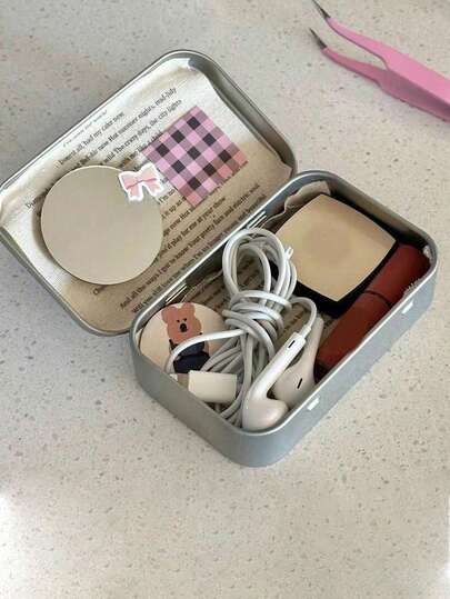 3个银色金属空心长方形铰链铁罐 - 贴纸迷你便携盒，小型收纳盒，迷你铁质折叠盒，适合存放图钉、珠宝DIY材料、礼品、首饰、药丸、糖果、火柴、肥皂、缝纫用品。返校季、户外旅行必备、家居收纳整理、圣诞节必备礼物