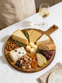 1PC Premium Acacia Wood Serving & Cutting Board With Handle, Cheese & Charcuterie Board, Easy Clean Fruit Board, Great As Mother's Day Gift & Festival Present - Camel - View 7