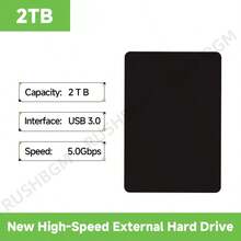 2TB High Speed Portable Portable Hard Drive, High Capacity High Speed Mobile Hard Drive, Portable 2TB, Minimalist Design, Reliable Storage, For Gamers, Students, Professionals, Compatible Model, (USB 3.0) - 查看 5