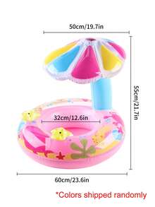 1pc Inflatable Sunshade Mushroom Seat Ring, Thicken Floating Ring Underarm - Life Buoy Swimming Ring For Pool And Floating On The Water - Pink - View 5