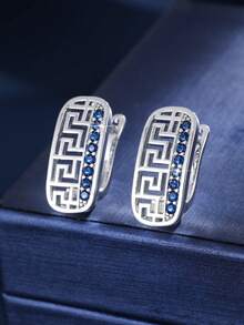 1 Pair Geometric Aesthetic Comfortable Hollow Vertical Zirconia Earrings, Stylish Design For Women, Art Exhibition Gift - W17851 - View 16