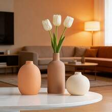 3 PiecesNordic Style Ceramic Vase Set | Wabi-Sabi Home Decor Dried Flower Vase | Multi-Color Creative Living Room Decoration | Modern Home Gift Set - Ceramic Vase Three-piece Set - View 8