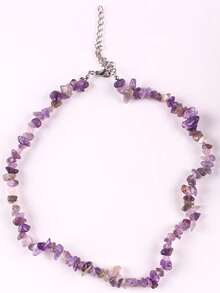 1pc Asymmetrical Red Stone Necklace, Brightening, Beach, Fashion Necklace For Women - Multicolor - View 15