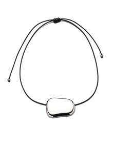 1pc Asymmetrical Geometric Metal Block Pendant Necklace, 18K Gold Plated Stainless Steel, Chic, Suitable For Women Everyday, Street, Party Wear - Gold - View 4