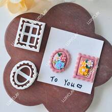 Embossed Postage Stamp Polymer Clay Cutters For Earrings And Jewelry Making, Scalloped Rectangle And Oval Design Soft Pottery Clay Molds For Pendant & Necklace Decoration Making - White - View 2
