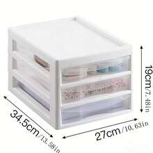 三层透明化妆品收纳盒，家用桌面指甲油首饰收纳柜，多层文件学生用品收纳盒 - 多色 - 查看 3