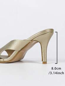 Women's High Heel Sandals, Women's Gold High Heel Sandals, Open Toe Hollow Out Slides, Slip-On-On Deep Mouth Sandals - Gold - View 9