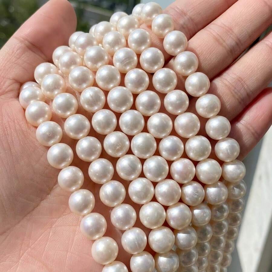 Cuentas sueltas de perla de concha blanca para hacer joyas, collares, pulseras y manualidades - Blanco - Ver 1