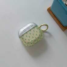 Minimalist Semi-Transparent Yellow & Blue Plaid Contrast Green Polka Dot Hanging Ring Earphone Case Suitable Compatible With Airpods Pro 2, Cute Apple 4 Minimalist 3 New 1/2 Generation Earphone Case For Women - Yellow - View 6