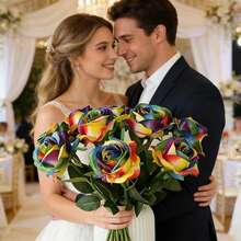 10 Stücke/Set 19.6 Inch bunte künstliche Rosen, Hochzeitsdekoration Fake Rosen, Valentinstag Raumdekoration realistische Rosenstrauß, Langstiel lebensechte Rosenblumen, Heim- und Bürodekoration Blumenmittelpunkt - Verschiedenfarbig - Übersicht 8