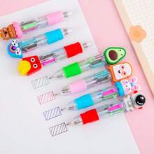 8/12pcs Random Cartoon Cute 4-Color Mini Ballpoint Pens, Portable 0.7mm Refill Smooth Writing 4-Color Ink, Adorable Colorful Handwriting Pens For Daily Use, Fashionable Student Office Stationery Gift Set, Perfect Learning Supplies And Back To School Essential - Multicolor - View 3
