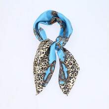 Small Satin Women's Scarf - Blue - View 1