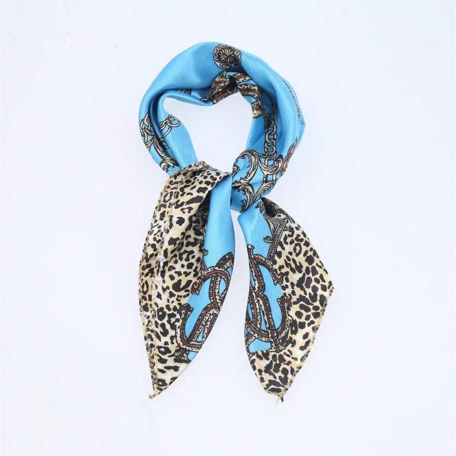Small Satin Women's Scarf - Blue - View 1