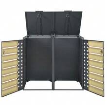 Storage Box For Rubbish Bins With Hinged Lid, Lockable, Two Doors, Hollow Diamond-Shaped Door Panel - View 7