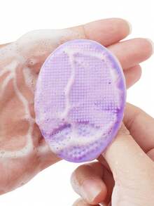 5/2pcs New Oval Silicone Facial Cleansing Brush With Suction Cup - Solid Color - View 7