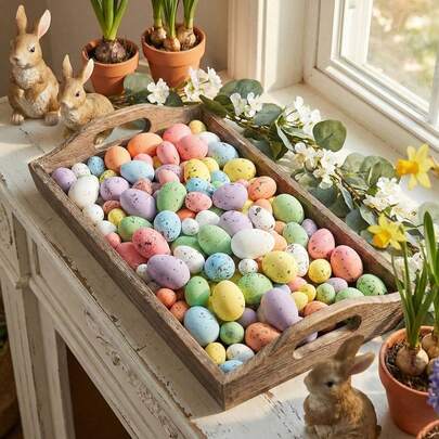 50pcs Mini Polka Dot Foam Easter Eggs, Soft Artificial Bird Eggs Suitable For Vase Filler, Wreath Making, DIY Crafts, Spring Table Decor