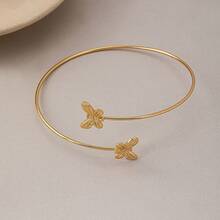 1pc Fashionable Elegant Minimalist Casual Butterfly Design Bracelet, Suitable For Women's Daily Wear - Gold - View 4