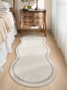 DAJIANG 1 件装米色不对称波浪边羊毛地毯，适用于浴室、厨房、户外、室内、走廊、卧室、客厅、床边，可机洗，易于清洁，底部防滑，适合卧室装饰、浴室装饰、房间装饰、户外装饰 - 彩色 - 查看 4