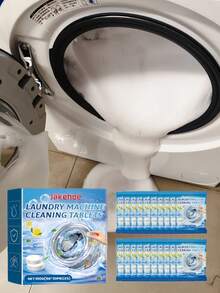 Jakehoe 12pcs Powerful Washing Machine Cleaner Tablets - 3-In-1 Deep Descaling, Thoroughly Removes Limescale. Keeps Your Washer Drum/Agitator Fresh And Smooth. Bathroom Decor And Accessories, Laundry Detergent, Cleaning Supplies - Powdery - View 3