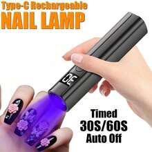 新款迷你便携式美甲灯，无线LED UV凝胶美甲烘干机，快速烘干指甲油固化灯，不泛黄 - 白色 - 查看 3