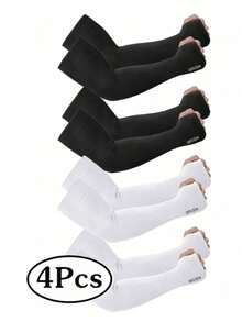 4双装夏季男士薄款冰丝袖套，防紫外线，适合骑行、钓鱼、徒步旅行 - A - 查看 7