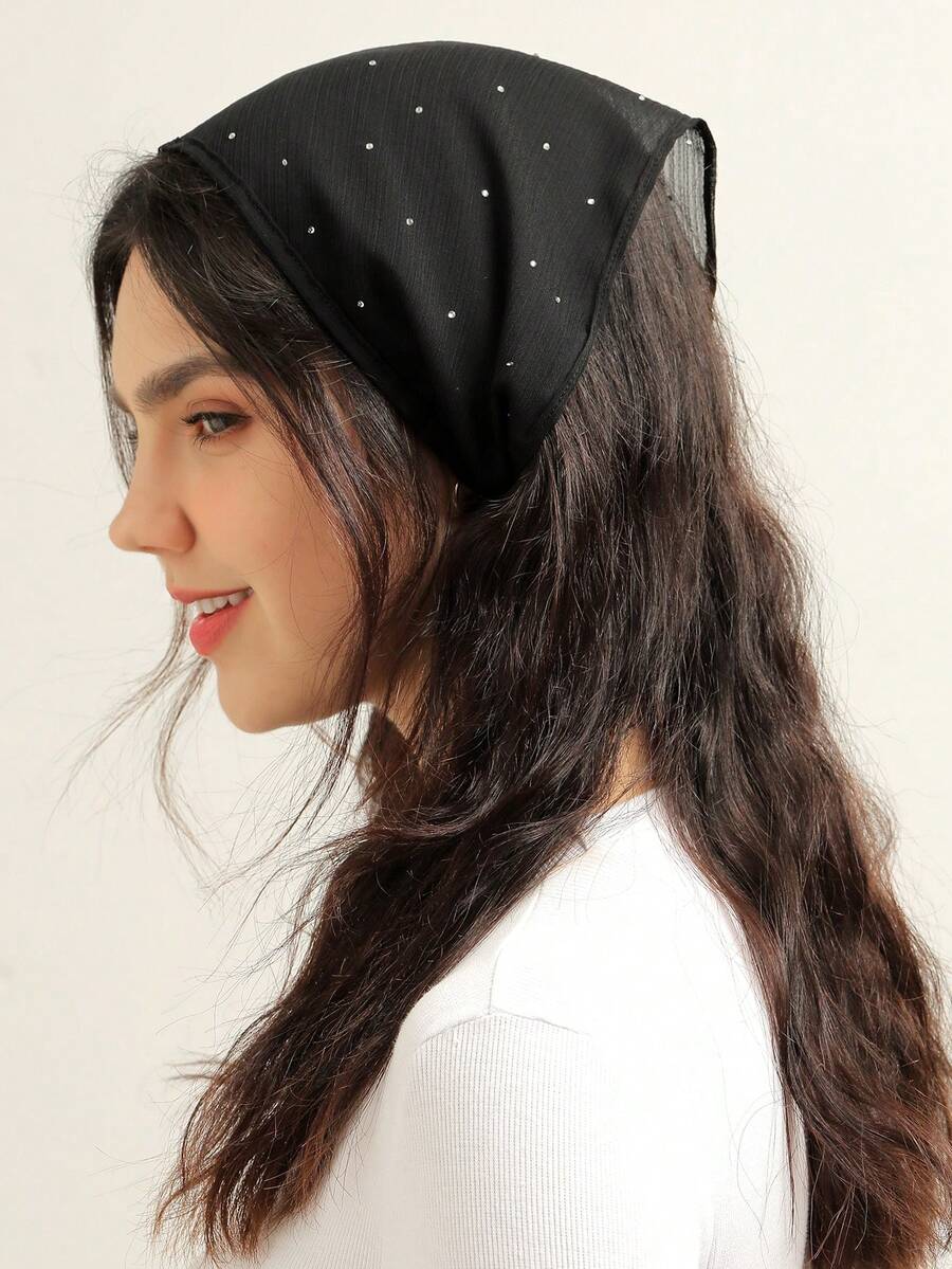 1件装女士时尚水钻装饰沙滩/度假发带 - 黑色 - 查看 1