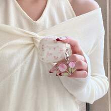 Flower Cute Floral Earphone Case, Acrylic Tulip Shockproof Protective Cover Compatible With Apple 1/2/3/4/Pro/Pro2/Pro3 - White - View 9
