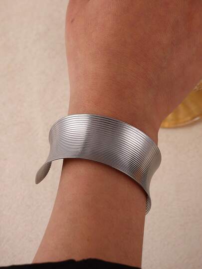 1Pc Minimalist Punk Cuff Bangles For Women Men Silver Color Geometric Bangles Hip Hop Party Jewelry Mother's Day Gifts