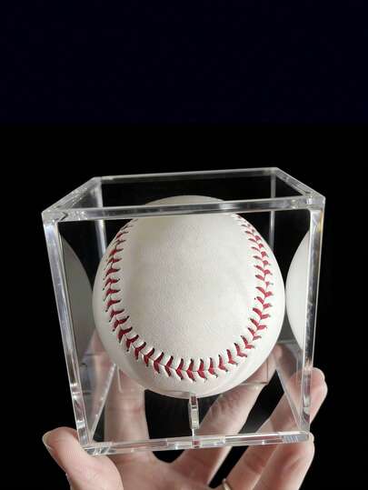 1pc/4pcs/8pcs Acrylic Lidded Storage Box Clear Baseball Display Case UV Protected Dustproof Souvenir Organizer Cube For Home Collection