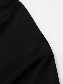 男童休闲时尚街头日常通勤趣味卡通字母数字印花短袖黑色T恤，夏季 - 黑色 - 查看 6