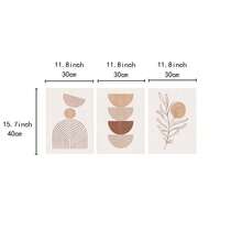 3幅波西米亚几何花卉印花帆布画，复古赤陶色海报，波西米亚抽象墙面艺术装饰画，适用于卧室、办公室、客厅、家居，无框 - 彩色 - 查看 8