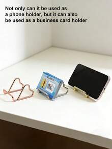 Heart-Shaped Metal Phone Stand, Multifunctional Universal Irregular Phone Holder, Sturdy And Durable, Business Card/Card Display Stand, Hands-Free Slouchy Viewing Stand For Streaming, Video Calls, And Desktop Aesthetics - Multicolor - View 2