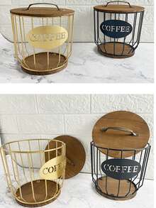 1 سلة لكبسولات القهوة، صينية تخزين كبسولات القهوة، صينية للوجبات الخفيفة، مناسبة لغرفة المعيشة بالمنزل - الأسود - مشاهدة 7