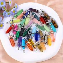 5/10/20/30 Pcs Natural Crystal Gemstone Pointed Pendant, Multiple Colors, Fashionable Styles, With Necklace Making Supplies, For DIY Jewelry Making, Christmas Gift Craft Kit - Crystal Pendant - View 3