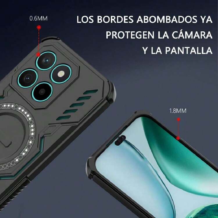 Funda para Honor X6C Case Prueba Caídas, Borde TPU y Uso Rudo PC Disipación Calor Cover, Anillo de Hierro Metálica y Protección Completa Cámara,42505243 - Rosado Sandía - Añade 5