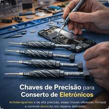 Kit Com 5 Chave De Precisão Profissional Para Assistência Técnica E Reparo E Manutenção De Celular Eletrônicos E Smartphones - LISO - Visão 8