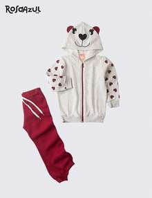 Girls' Winter Set With Hearts - Iaia - 淺灰色 - 查看 5