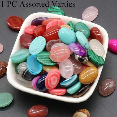 paquete de 5/10/20 piezas de cabujones ovalados de piedras preciosas naturales surtidas de colores múltiples, piedras semipreciosas de respaldo plano pulido, elegante vintage para hacer joyas DIY como anillos, collares, aretes, colgantes, pulseras, llaveros y accesorios de manualidades