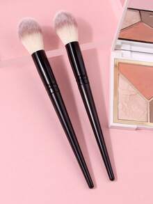 2pcs Professional Makeup Brushes, High Quality Soft Hair Blush Brush, Highlighter Brush, Powder Brush, Contour Brush, Portable Cosmetic Tools - Black - View 4