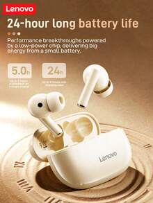 Tai nghe Bluetooth không dây Lenovo TA210, khử tiếng ồn chủ động, củ loa lớn 13mm cho âm trầm sâu, Bluetooth 5.3, thời gian phát nhạc lên đến 30 giờ, chống nước IPX4, tích hợp micro - Màu đen/trắng - đá mặt trăng màu trắng - Xem 7