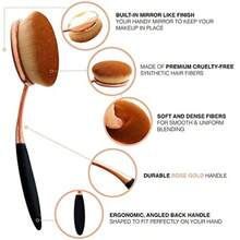 Yoseng Makeup Brush Set of 10Pcs New Fashionable Super Soft Professional Oval Toothbrush Foundation Contour Powder Blush Conceler Eyeliner Blending Brush Cosmetic Brushes Tool Set with Box Rose Gold - Dorado - Ver 5