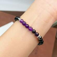 Vòng tay đá mã não đen tự nhiên và hạt cườm tím, thiết kế cổ điển thanh lịch dành cho cả nam và nữ, vòng tay năng lượng đa năng độc đáo. - Nhiều màu - Xem 5